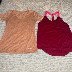 NIKE WOMENS XS DRY FIT‎ TOP BUNDLE LOT LOOSE RACERBACK SHORT SLEEVE ORANGE